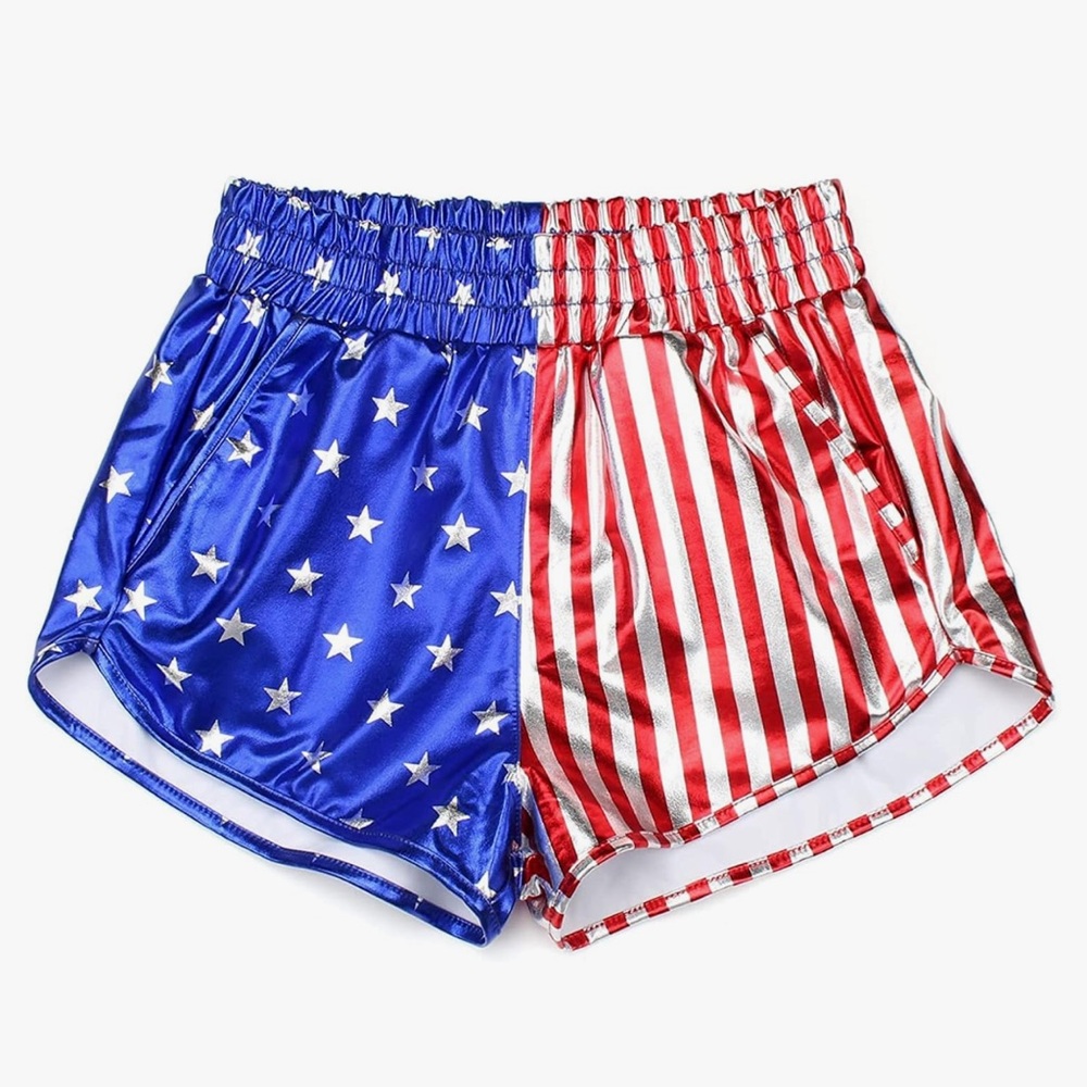 NEVER WORN / American Flag Metallic Shorts